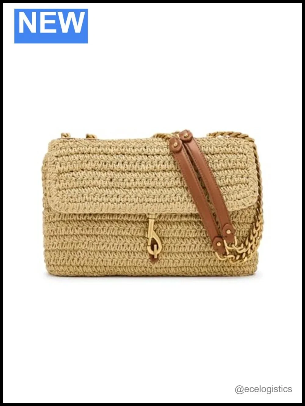 Straw Crossbody Bag with Leather Strap